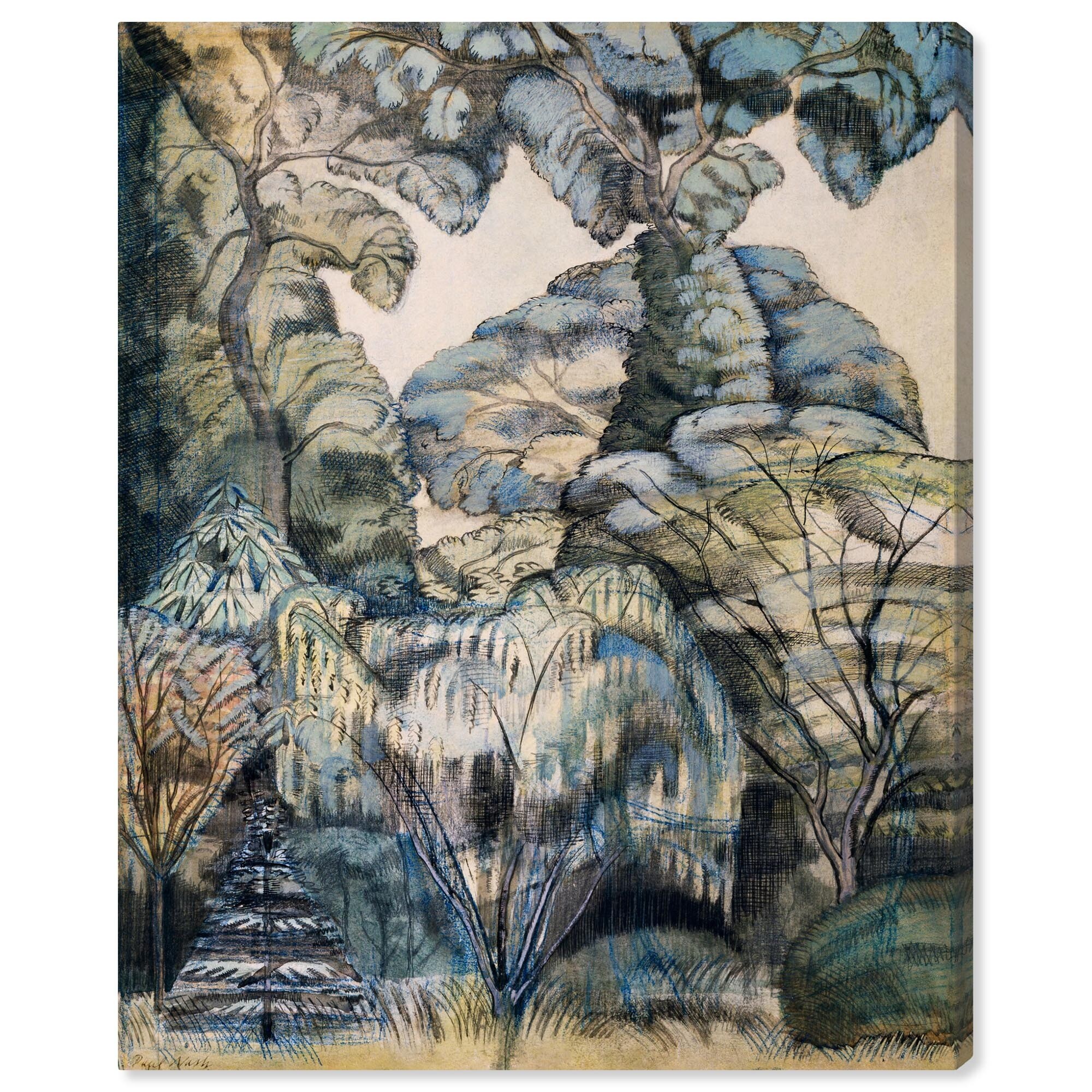 Trees in Bird Garden 1913 Canvas by Art Remedy, Gallery Wrapped