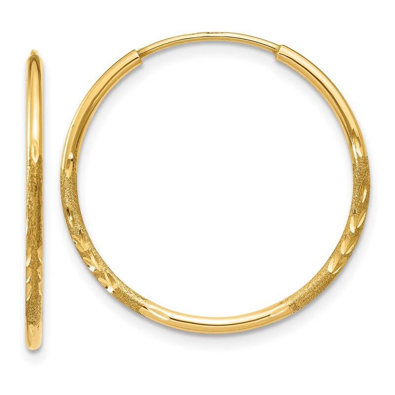 Curata 14k Yellow Gold Sparkle Cut Endless Hoop Earrings - 21x21mm
