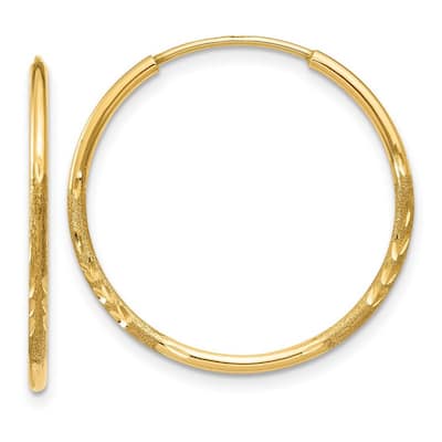 Curata 14k Yellow Gold Sparkle Cut Endless Hoop Earrings - 21x21mm