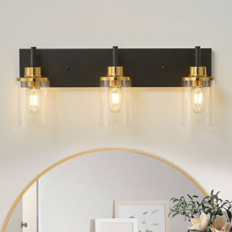 Starsky 3-Lights 23.62in. Modern Bathroom Vanity Light with Glass Shade
