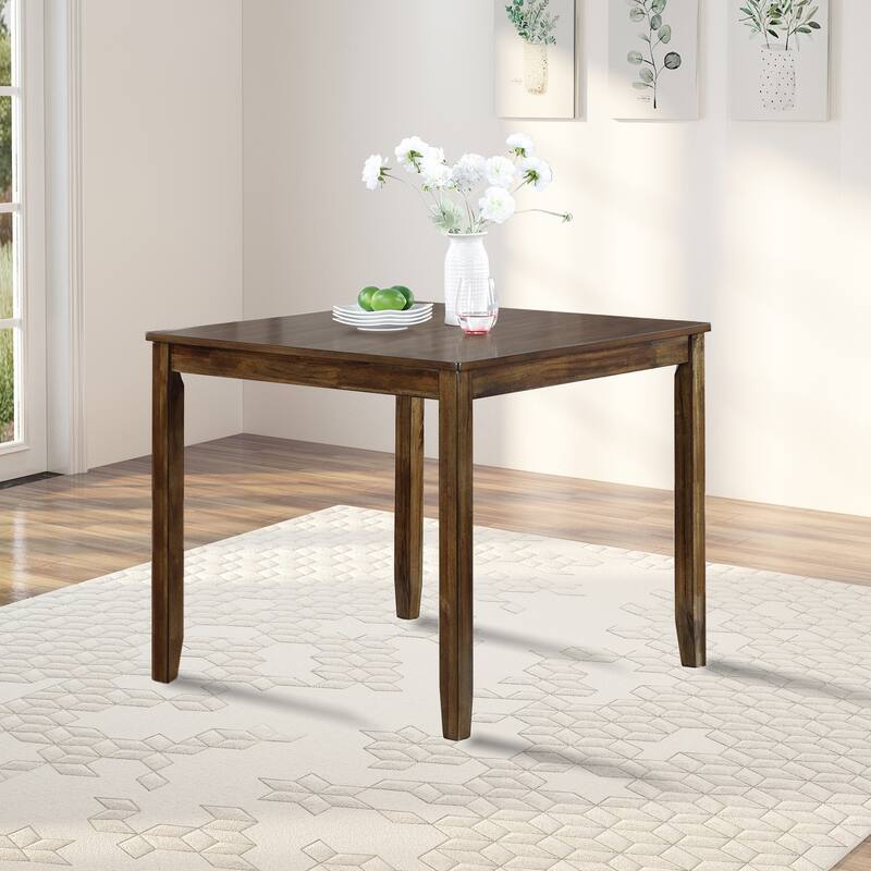 Dining Table for 4 People Kitchen Table with Wood Legs, for Apartment Living Room Dining Room - Walnut