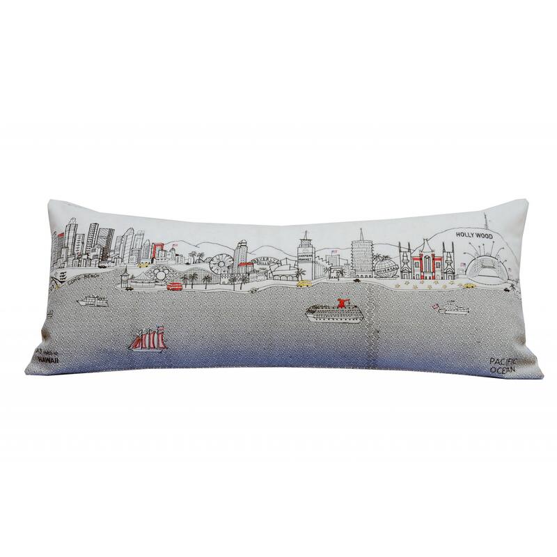 HomeRoots 35" White Los Angeles Daylight Skyline Lumbar Decorative Pillow