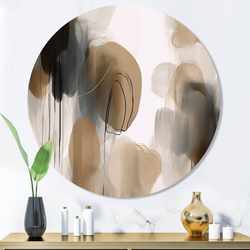 Designart "Painting Of Abstract Shapes II" Abstract Metal Round Wall Art - 36x36 - Disc of 36 Inch