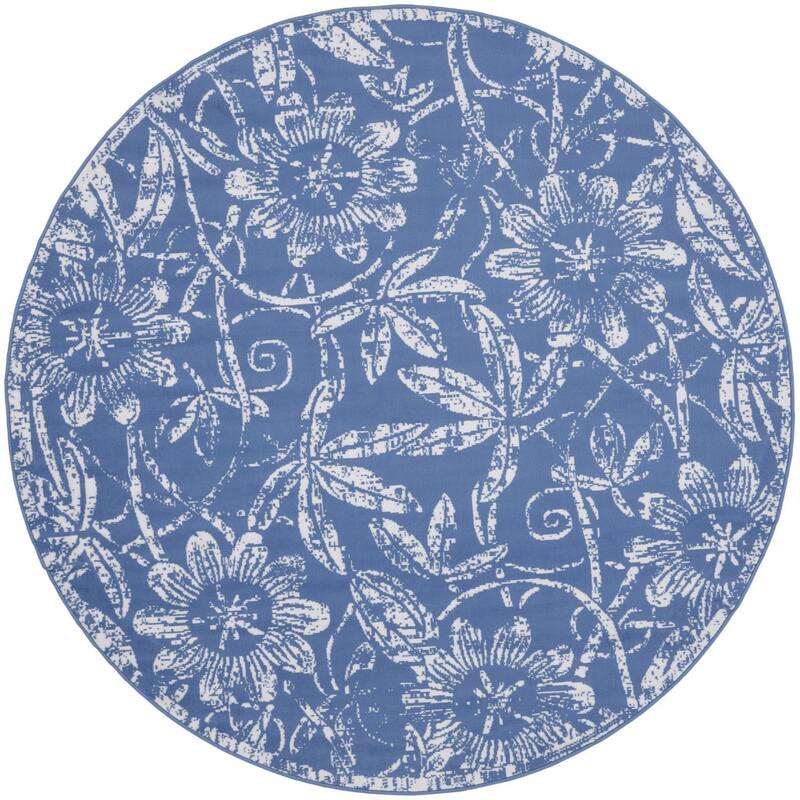 Guqo Power Loomed Distressed Geometric Floral Stain Resistant Area Rug By HomeRoots - 96' X '96' X '0.39