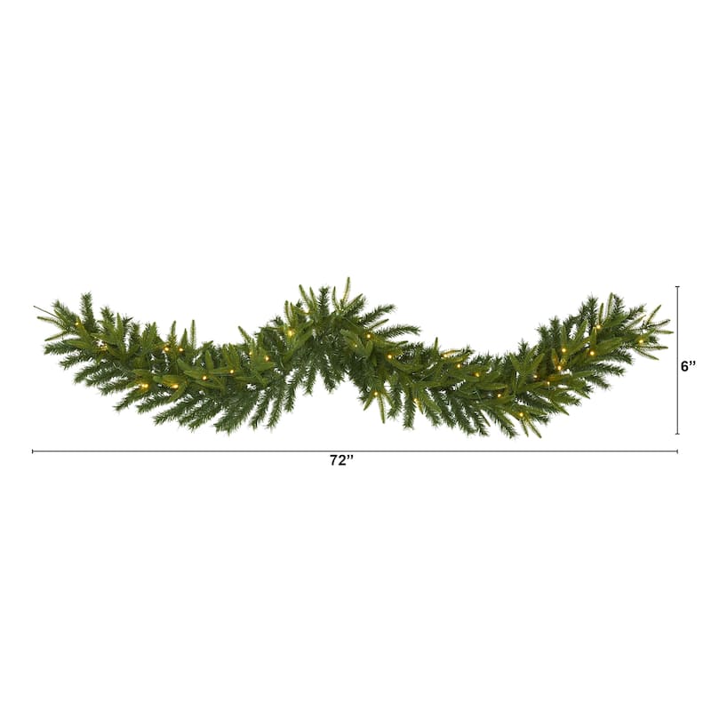 6' Green Pine Christmas Garland with 35 Clear LED Lights