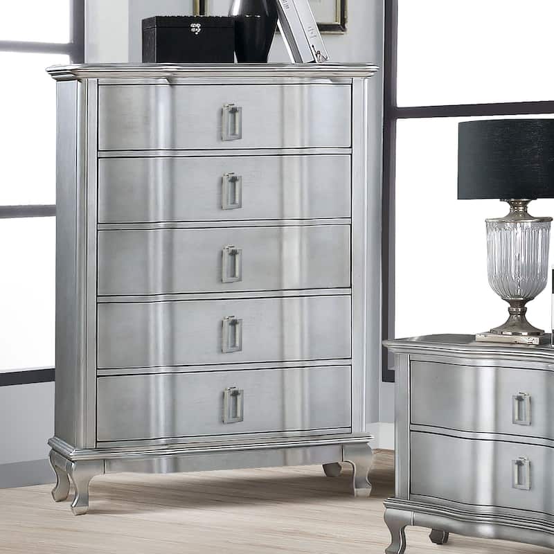 Silver Orchid Arlen Traditional Silver 5-drawer Chest - Silver