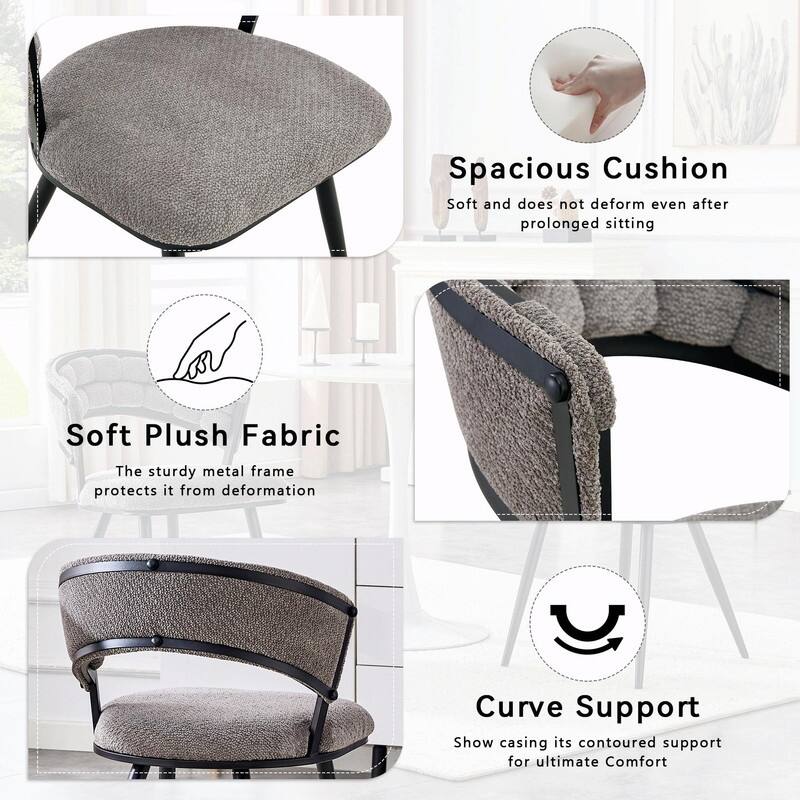 Set of 2 Velvet Dining Chairs with Black Legs, Modern Upholstered Accent Chairs