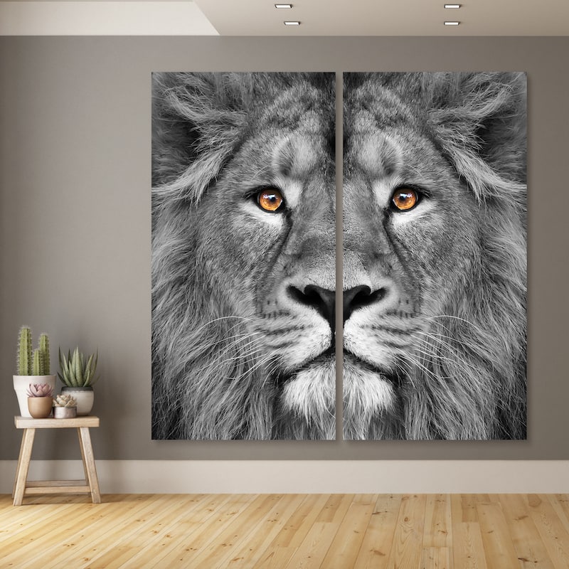 "King of the Jungle AB" Frameless Free Floating Tempered Glass Panel Graphic Wall Art