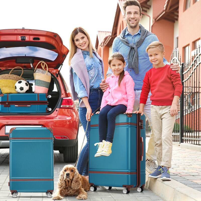 Lightweight 3-Piece Hardshell Luggage Set with TSA Lock, 20" + 28" Luggage & Cosmetic Case