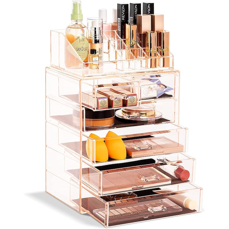 Sorbus Cosmetic Makeup and Jewelry Storage Case Display - Spacious Design - Vanity and Countertop (4 Large, 2 Small Drawers) - Pink