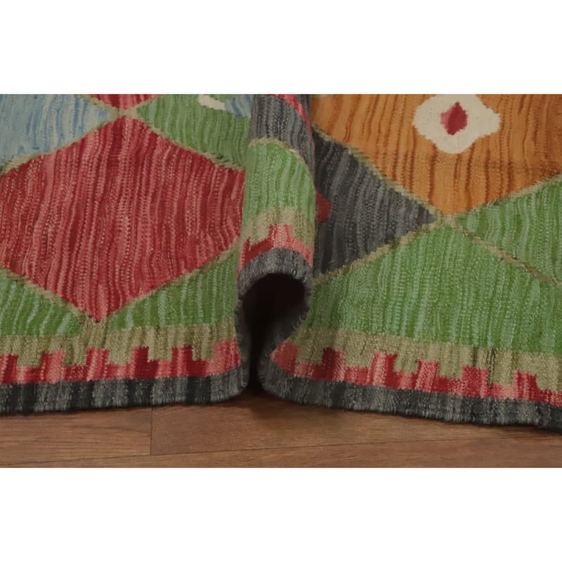 Hand Woven Oriental 100% Wool Carpet Southwestern Tribal Multi-Colored Kilim Area Rug - 6' 11'' X 4' 9''
