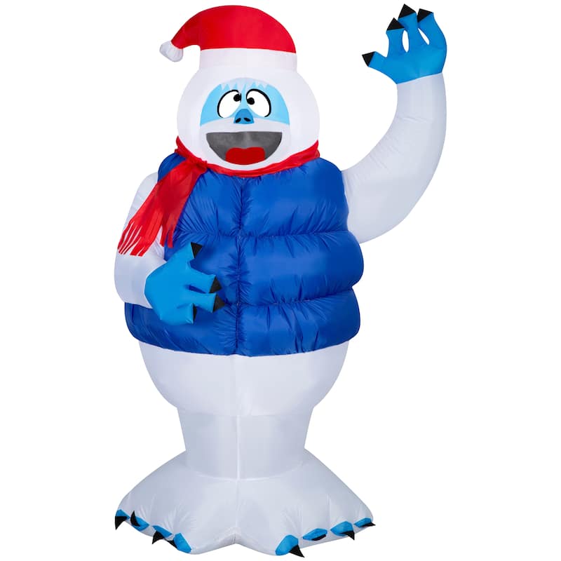 Gemmy Christmas Inflatable Bumble in Blue Puffer Vest, 6.5 ft Tall