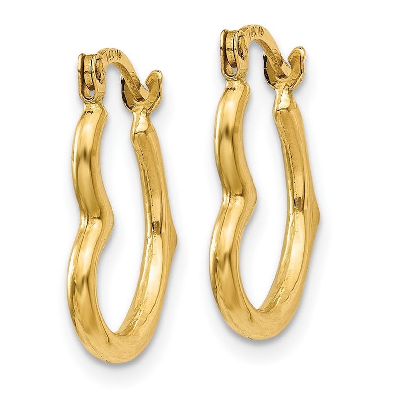 Curata 10k Yellow Gold Love Heart Shaped Hollow Hoop Earrings - 16x13mm