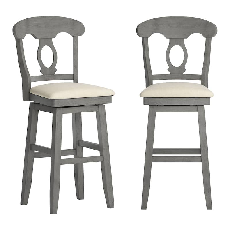Ronda Napoleon Back Wood Swivel Chair - Antique Grey - Bar Height