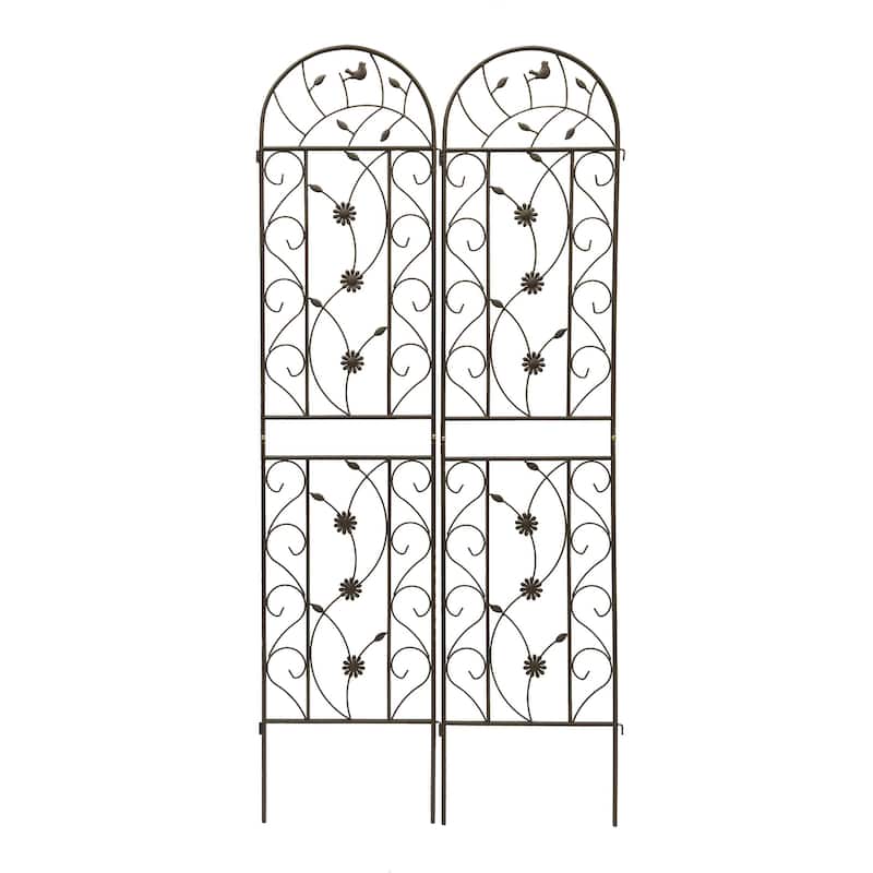 4 Pack Metal Garden Trellis 86.7" x 19.7" Rustproof Trellis for Climbing Plants Outdoor Flower Support Brown