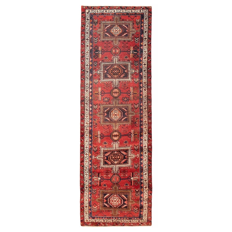 ECARPETGALLERY Hand-knotted Konya Anatolian Red Wool Rug - 3'5 x 10'7 - Red - 3'5 x 10'7