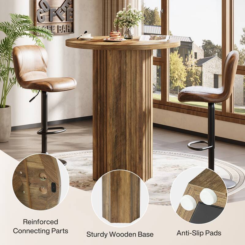 Round Bar Table, Farmhouse High Top Pub Table