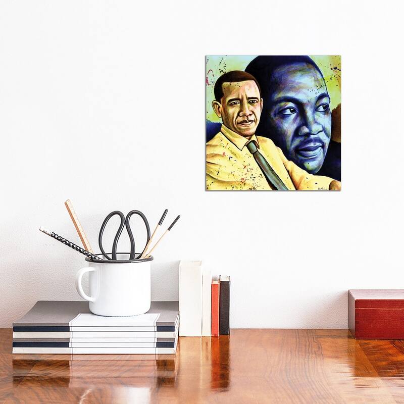 iCanvas "Obama And L. King" by Ben Heine Canvas Print - 12x12x1.5
