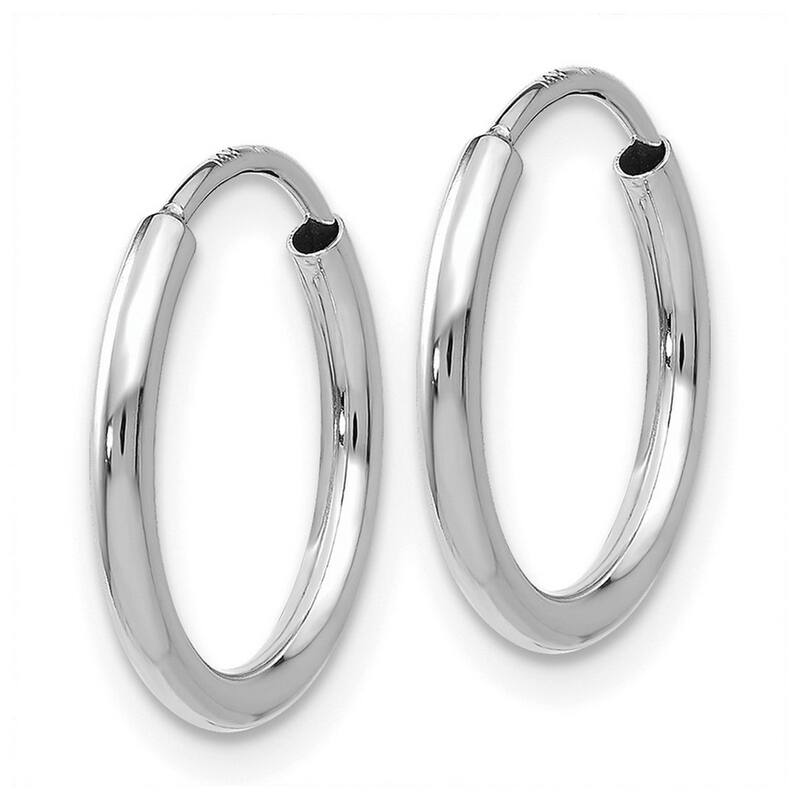 Curata 14k White Gold Polished Endless Hoop Earrings - 14x14mm