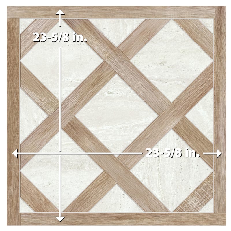 Merola Tile Fusione Intarsio Navona 23-1/2" x 23-1/2" Porcelain Floor and Wall Tile