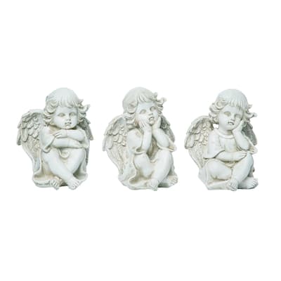 Transpac Resin Baby Angel Figurine Set of 3 Spring Home Decorations