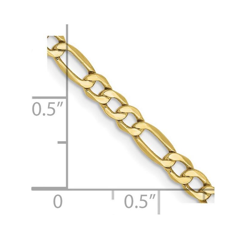 Curata 10k Yellow Gold 3.5mm Semi-solid Figaro Chain Necklace (Lobster) Options: 16 18 20 22