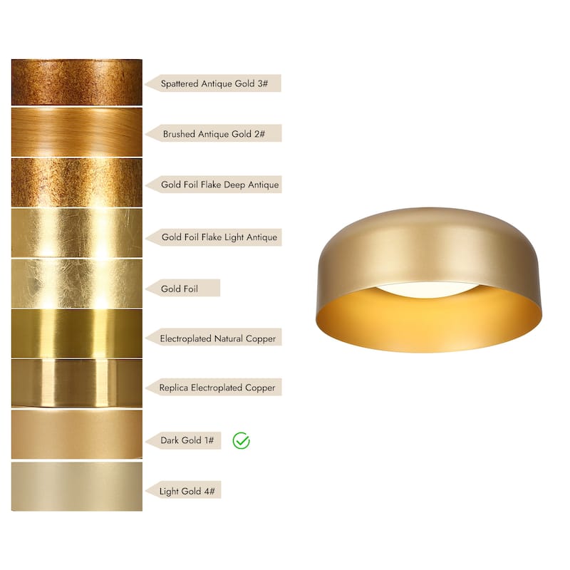 Modern Gold 14" Drum Shape LED Flush Mount Foyer Ceiling Lights - 14" D x 6" H