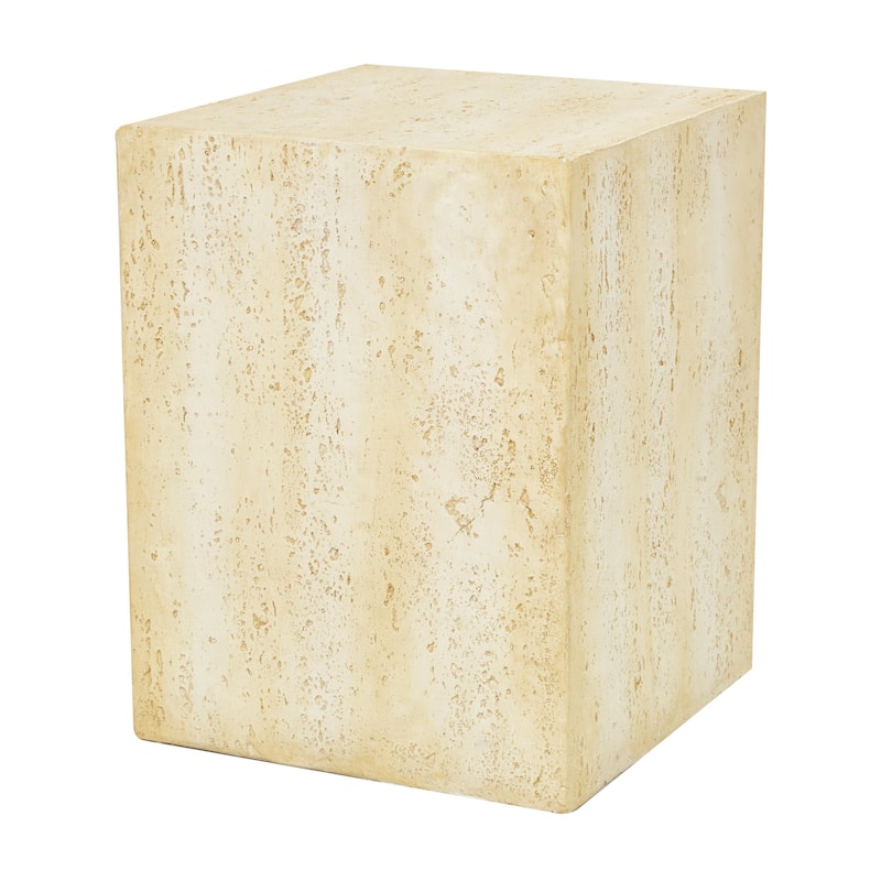 Magnesium Oxide Outdoor Accent Table or with Natural Textured Wood Grain - Cream or Brown - Roche River Décor