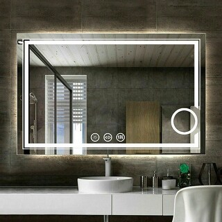 LED Backlit Dual Light Bathroom Mirror Makeup Anti-Fog with Magnifier