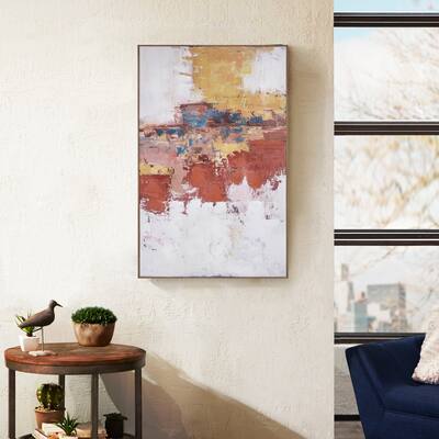 INK+IVY Tribeca Hand Embellished Abstract Framed Canvas Wall Art