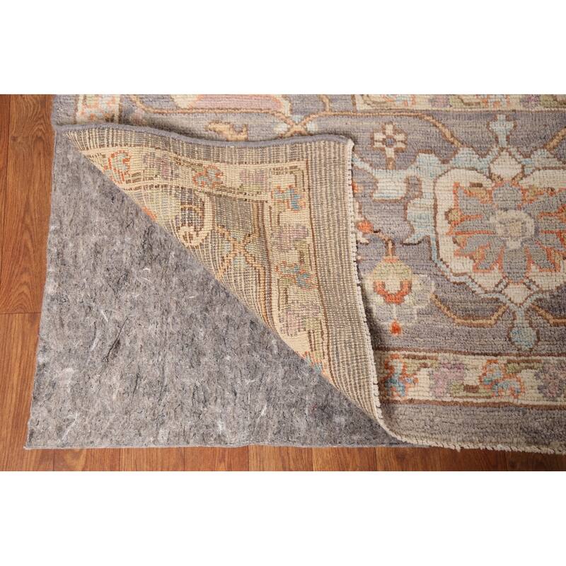 Vegetable Dye Oushak Turkish Large Area Rug Handmade Grey Wool Carpet - 10'2"x 13'9"