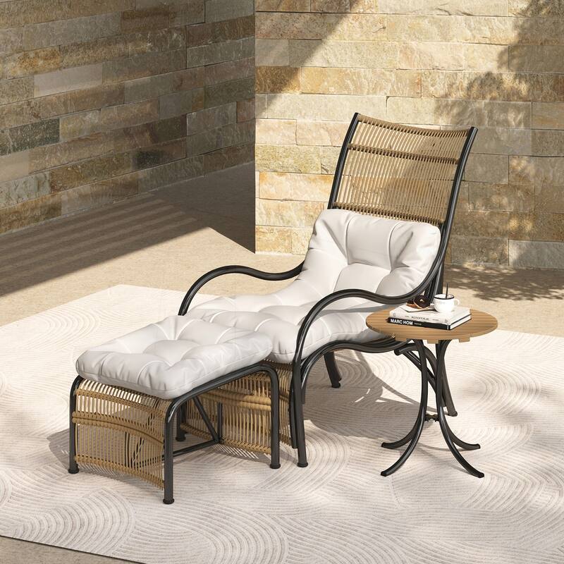 Comfortable Outdoor Patio Furniture Set with Premium Materials - Beige and Blackand Natural