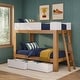 preview thumbnail 17 of 19, Mid-Century Modern Twin over Twin Bunk Bed with Storage Drawers Pecan/White