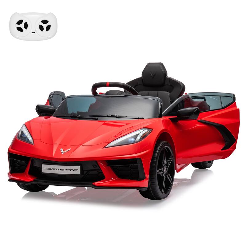 12V Kids Ride On Car Sports Licensed Corvette Electric Car Toy for Kids Best Gifts - Red