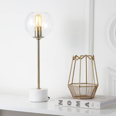 SAFAVIEH Lighting 22-inch Caden Edison Bulb Brass LED Table Lamp - 7"x7"x22.25"