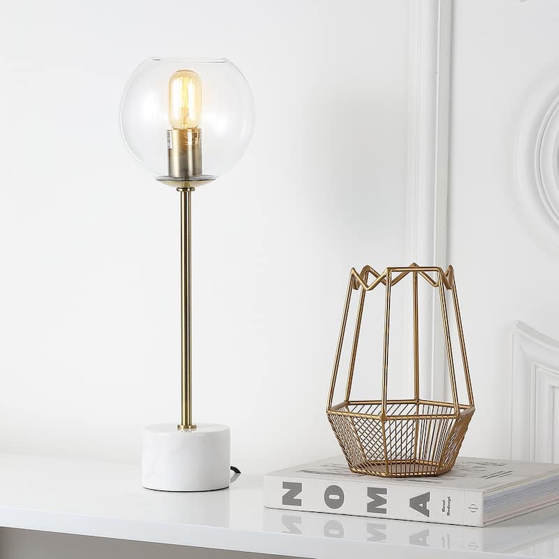 SAFAVIEH Lighting Hinrika 22-inch Edison Bulb Brass LED Table Lamp - 7"x7"x22.25" - 7Wx7Dx22H