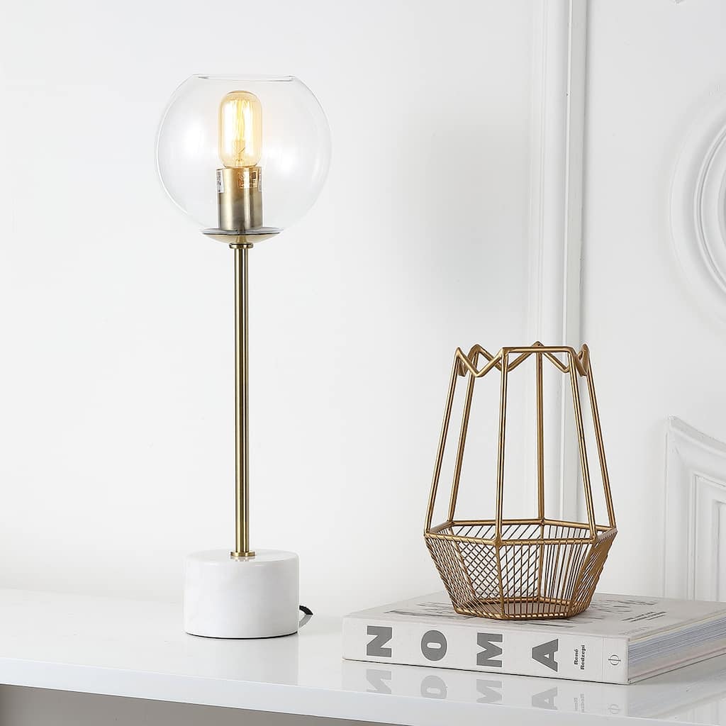 SAFAVIEH Lighting Hinrika 22-inch Edison Bulb Brass LED Table Lamp - 7"x7"x22.25" - 7Wx7Dx22H