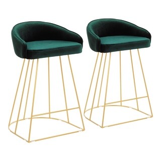 LumiSource Canary Contemporary Counter Stool In Gold Set Of 2 (gold and green)