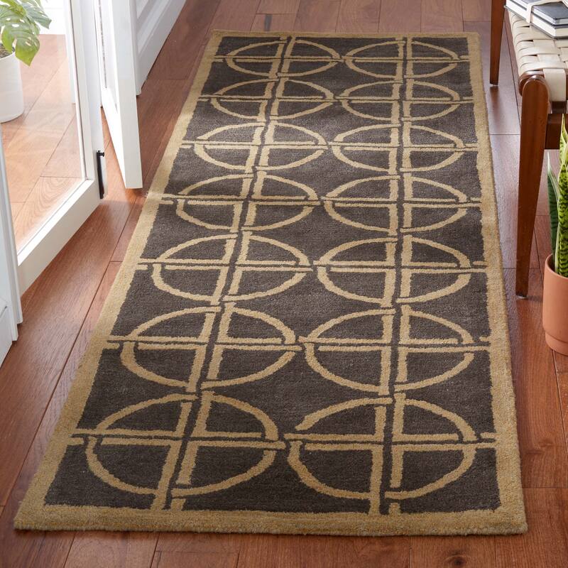 SAFAVIEH Handmade Soho Reyna Deco N.Z. Wool Rug - 2'6" x 8' Runner - Brown/Gold