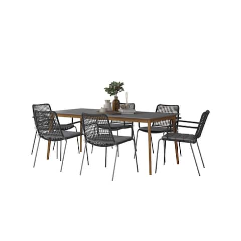 Midtown Concept Seville Indoor Dining Room Table Set Dining Set Kitchen Table with Chairs Home Decor - Black Rope Chairs