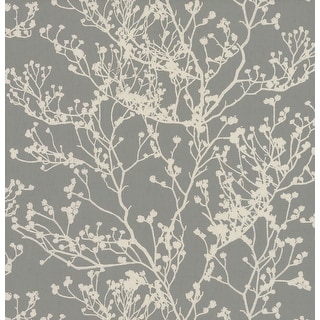 Ronald Redding Budding Branch Silhouette Brown Wallpaper