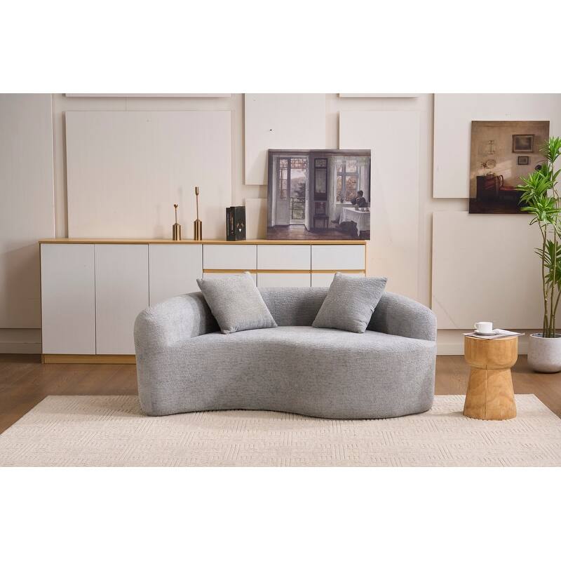 Single S-Curved Chenille Sofa Chair, No Assembly