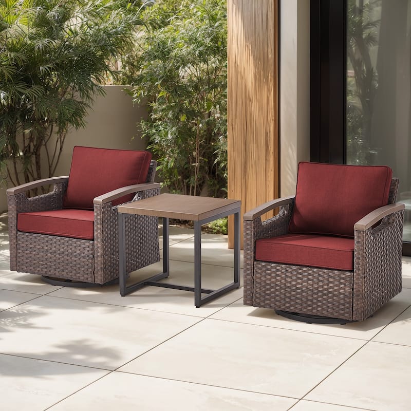 Gymojoy Patio Swivel Rocker Patio Chairs of 2 with Water-Resistant Olefin Cushions and Side Table