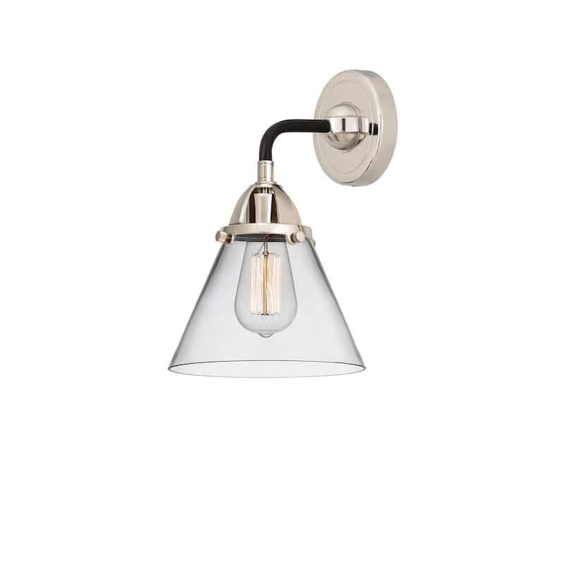 Innovations Lighting 288-1W-10-8 Cone Sconce Cone 10" Tall Wall Sconce - Black Polished Nickel / Clear