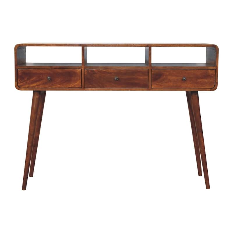 Artisan Furniture Solid Wood Triple Curved Chestnut Console Table
