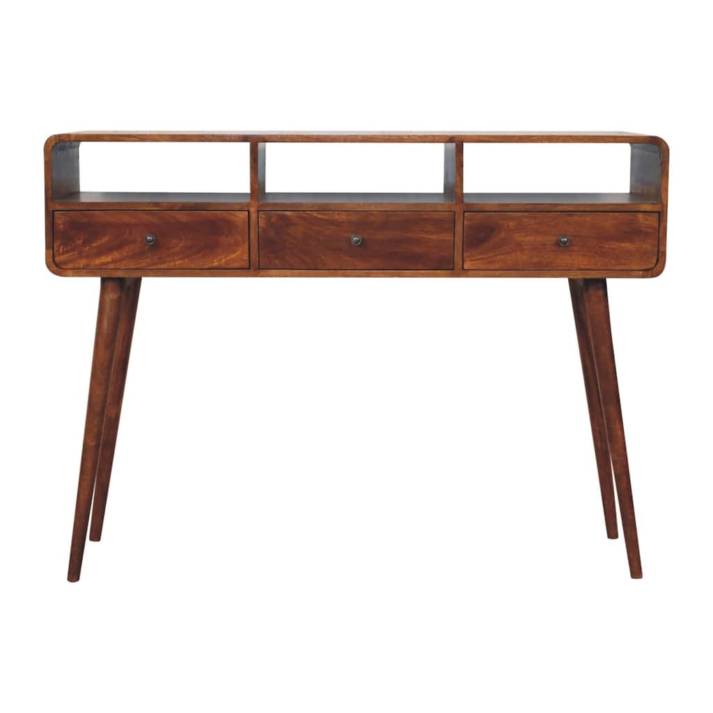Artisan Furniture Solid Wood Triple Curved Chestnut Console Table