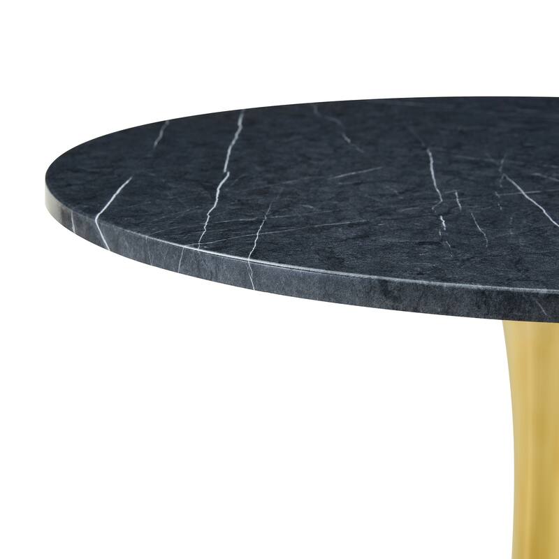 Round Thickened Table Top Coffee Table, Metal Pedestal Side Table Modern Bistro Table