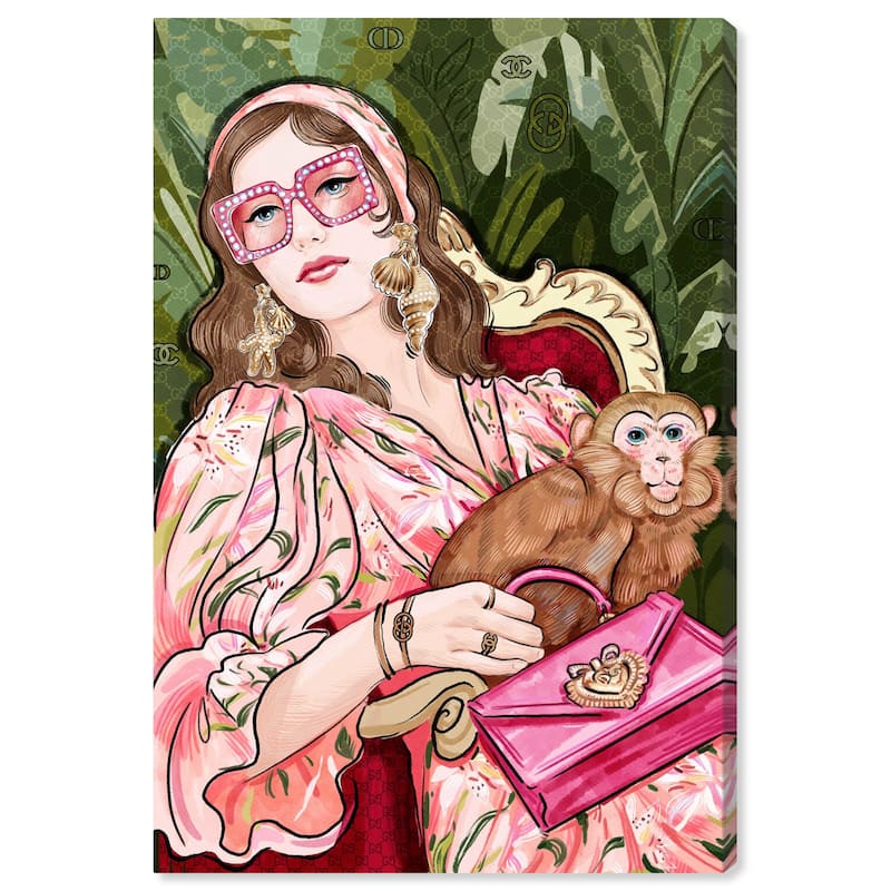 Wynwood Studio Canvas Fashion and Glam Monkey Glam Pink and Glam Wall Art Canvas Print