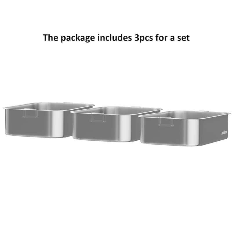 Stainless Steel Planter Box with Wire Handle Greenhouse Planting Box (set of 3)