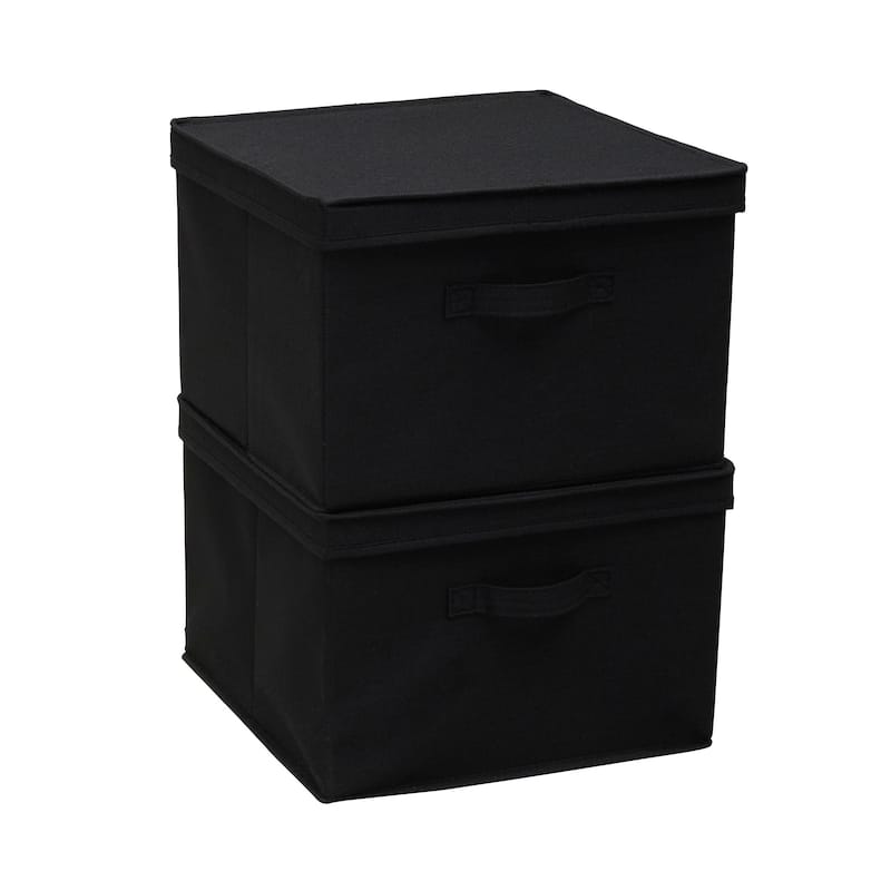 Household Essentials Square KD Storage Box with Lid, Set of 2